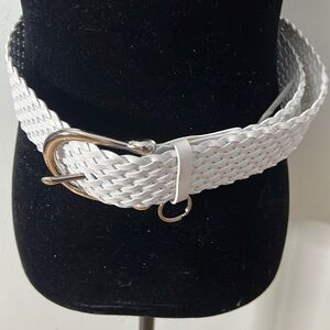 NWT Michael Kors White‎ Woven Genuine Bonded leather Belt Size L
